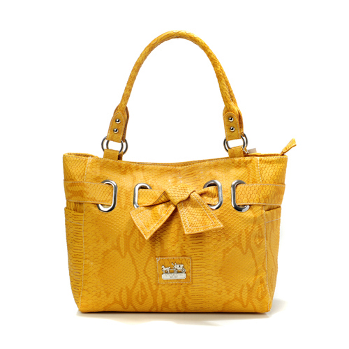 Coach Embossed Bowknot Signature Medium Yellow Totes DDS | Coach Outlet Canada